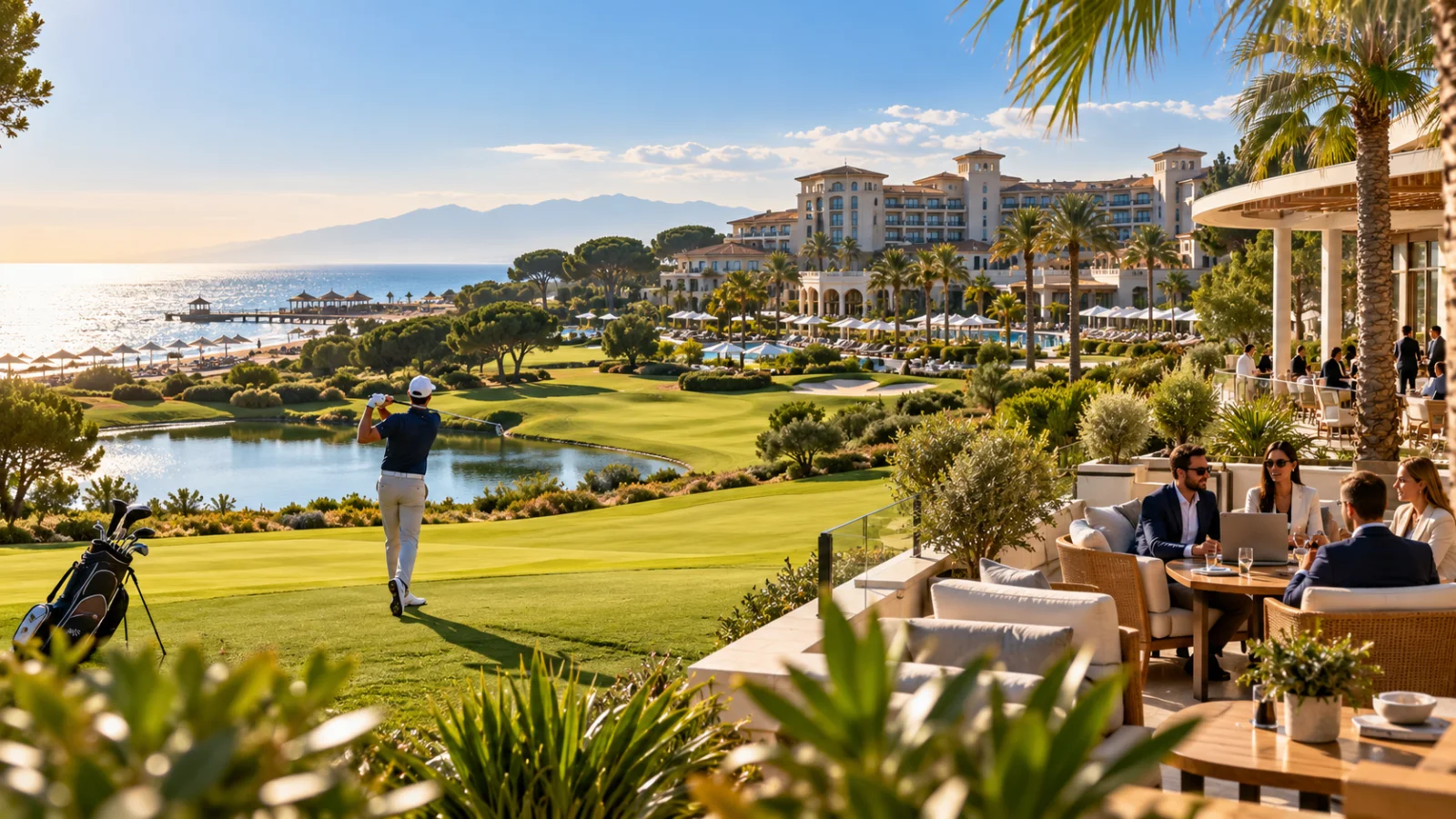 Belek yolculuğu için Akdeniz kıyısı illüstrasyonu