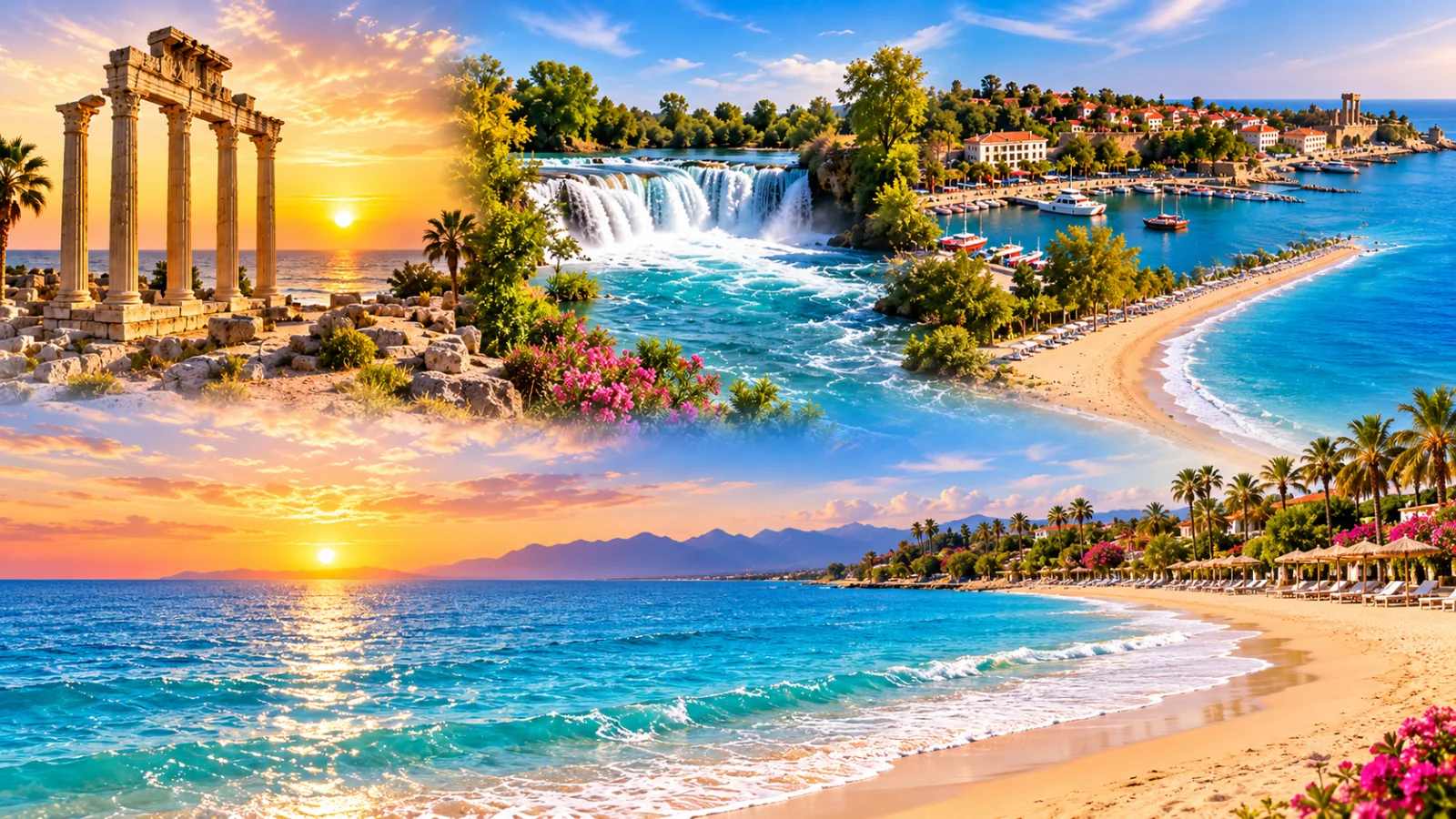 Side yolculuğu için Akdeniz kıyısı illüstrasyonu